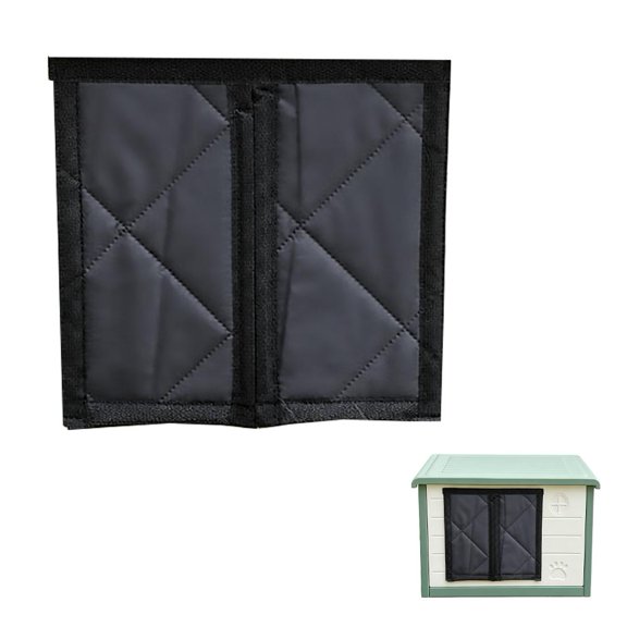 Insulated Pet Door Curtain, Split-Panel Cold Draft Barrier with Cotton Padding, Polyester Oxford Fabric