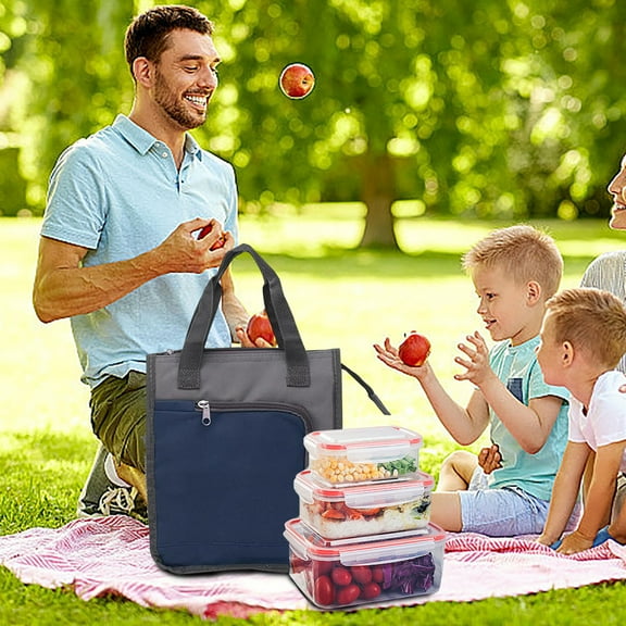 Insulated Picnic Bag with Shoulder Strap - Foldable Cooler Bag for Food Delivery, Ice Cubes, Vegetables - Large Capacity Thermal Insulation Design