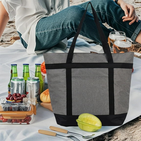 Insulated Picnic Cooler Bag Large 39L Capacity | Waterproof Polyester with Aluminum Foil Lining | Leakproof Soft Tote with Handles & Shoulder Strap | Portable Food Storage for Camping, Beach, Travel