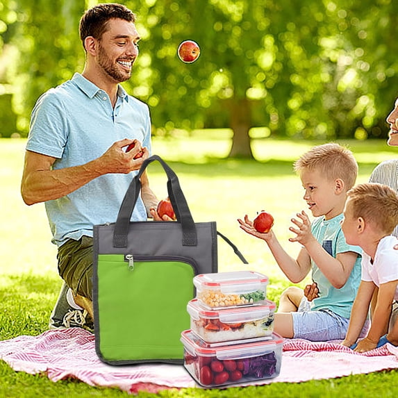 Insulated Picnic Cooler Bag Large Capacity, Foldable Thermal Food Delivery Tote with Compartments, Lightweight Portable Lunch Bag for Outdoor Travel Camping