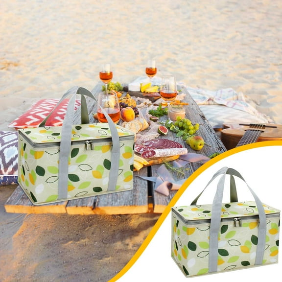 Insulated Picnic Cooler Bag - Ziered Top, Keeps Hot or Cold - for Picnics, Beach, Food Delivery & or