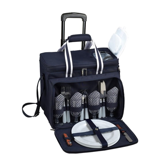 Insulated Picnic Cooler With Service For 4 On Wheels