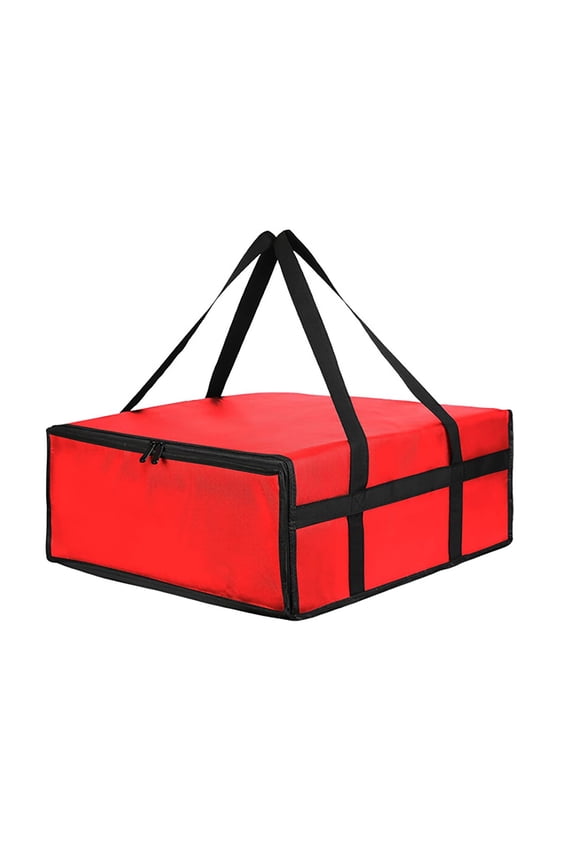 Insulated Pizza Delivery Bag, Non-Woven Thermal Food Carrier with Zipper and Handles, Foldable Hot Cold Food Bag for Picnic, Restaurant, Catering, 1 Pack