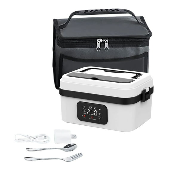 Insulated Rechargeable Lunch with Timer Function Stainless Steel Container 13L Capacity Portable Meal Storage Solution for Adults Featuring Built-in Power Bank Technology