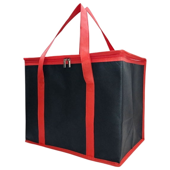 Insulated Reusable Food Bag - Large Non-Woven Lunch Cooler with Long Handles for Hot/Cold Transport