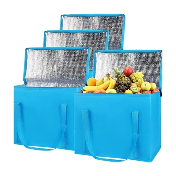 Insulated Reusable Grocery Bag Heavy Duty Thermal Tote, Large for Frozen Foods Cold Storage, Travel Cooler Shopping Transport Hot Food Delivery, Insulated Bags Extra Large