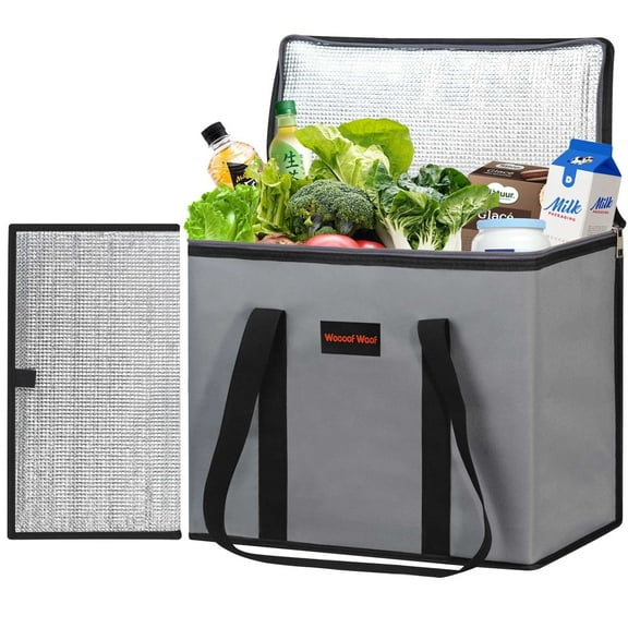 Cooler Bag, Insulated Reusable Grocery Bags with Hard Bottom