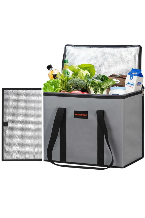 Cooler Bag, Insulated Reusable Grocery Bags with Hard Bottom