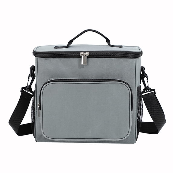 Insulated Reusable Lunch Bag, Adult Large Lunch Box for Women and Men with Adjustable Shoulder Strap,Front Zipper Pocket and Dual Large Mesh Side Pockets, 10.2x6.7x9.4"