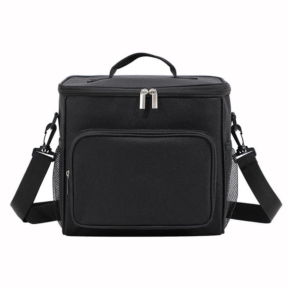 Insulated Reusable Lunch Bag, Adult Large Lunch Box for Women and Men with Adjustable Shoulder Strap,Front Zipper Pocket and Dual Large Mesh Side Pockets, 10.2x6.7x9.4"