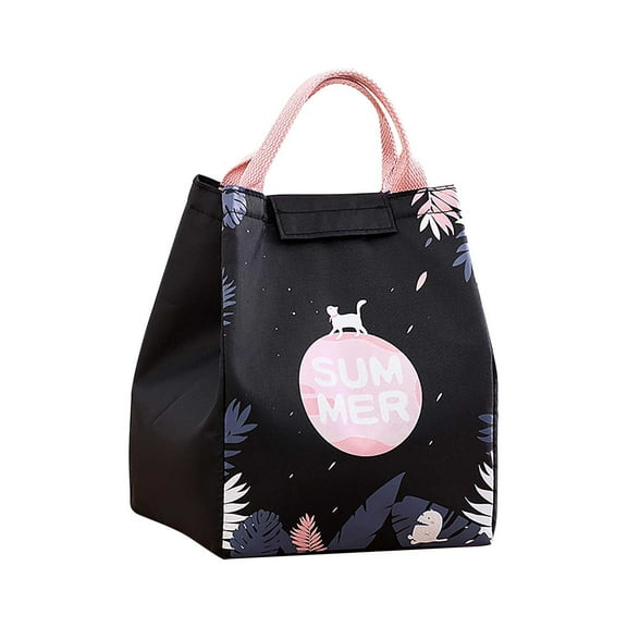 Insulated Reusable Lunch Bag - Leak - Proof, with Ergonomic Handle, Cute Animal Print, for School, Beach, Office, Folding Design