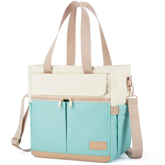 Insulated Reusable Lunch Tote Bag E-GREEN with Shoulder Strap for Work Picnic Camping