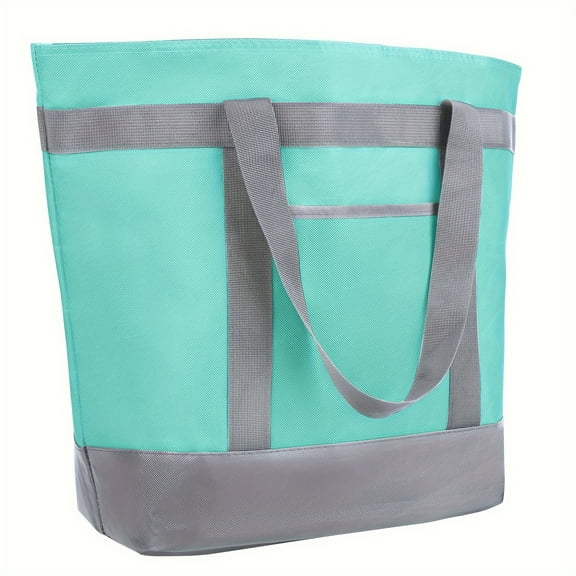 Insulated Reusable Tote Bag - Lightweight Washable Sturdy Construction, Keeps Food Cold, Ideal for Grocery Shopping/Pizza Delivery/Travel/Beach/Picnics (For Women & Men)
