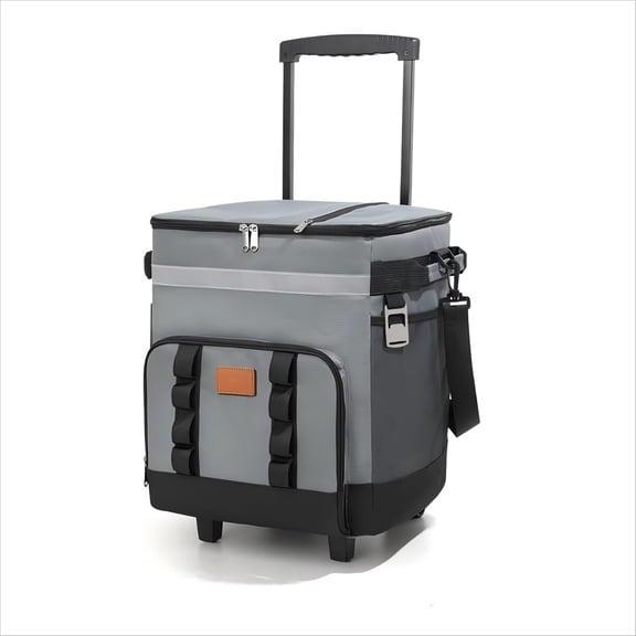 Insulated Rolling Cooler with Wheels - Soft Leak Proof Ice Chest for Camping, Beach, Travel and Lunch - Portable Wheeled Cooler