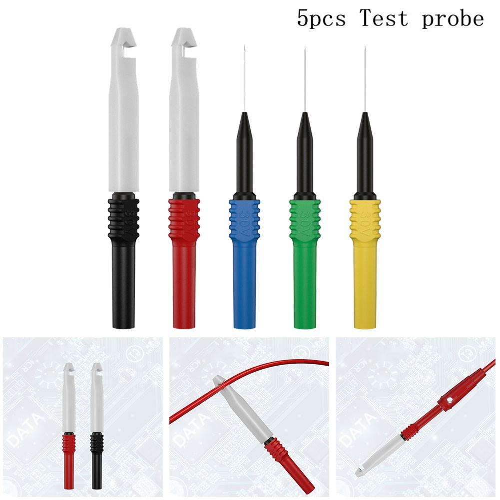 Insulated Safety Multimeter Probe Set - 5 Colors, 4mm Banana Plug ...