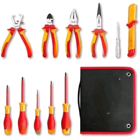 Insulated Screwdriver & Pliers Set: 11-Piece VDE Insulated Set, 1000V Insulated Electrician Tool Set with Insulated Phillips and Slotted Screwdrivers, Insulated Pliers and Cable Knife