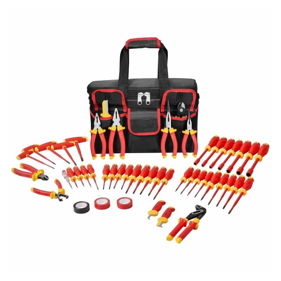 Insulated Screwdriver Set, 50-Piece - 1000V Electrical Tool Kit with Magnetic Tips, T-Handle, Voltage Tester - for Electrician, Automotive, Home Repair