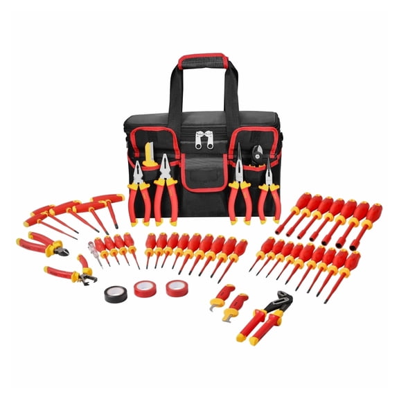 Insulated Screwdriver Set, 50-Piece - 1000V Electrician Tool Kit with Magnetic Tips, T-Handle, Hex Wrench & Voltage Tester - Professional Repair Tools