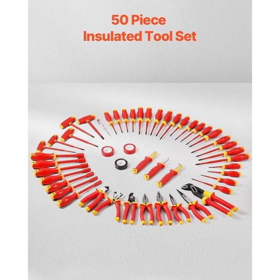 Insulated Screwdriver Set 50-Piece 1000V Professional Electrical Tool Kit with Magnetic Tips T-Handle Hex Wrench Single-Pole Voltage Tester