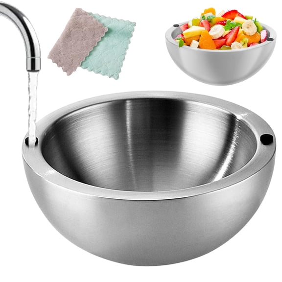 Insulated Serving Bowls for Hot and Cold Food, Double Wall Dip Chiller Bowl with Water Injection Holes, 70oz Chill Bowl for Salsa, Guacamole, Keeps Food Hot or Cold