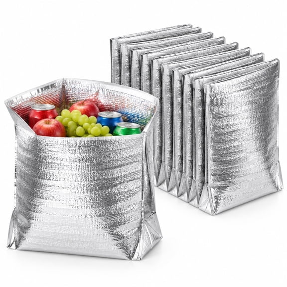 Insulated Shipping Bags, 10Pcs 11.8x6.7x10.2inch, Reusable Insulation Bags, Waterproof Insulation Package, Foil Thermal Box Liners for Takeaway packing insulation, Lunch Box Shopping Bag