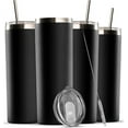 thumbnail image 1 of Insulated Skinny Stainless Steel Tumbler Set - 4-Pack 20oz Coffee Tumbler with Straw - Travel Coffee Mug With PBA Free Lids - Slim Vacuum Insulated Tumblers Keep Hot and Cold - Great for Home, Office., 1 of 7