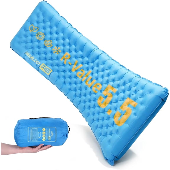 Insulated Sleeping Pad Backpacking Ultralight - SGS-Certified 5.5 High R Value Mat, 4" Thick 75x25 Wide Rectangular Mattress for Camping, 150kg Capacity, 28oz, ALUFT R5
