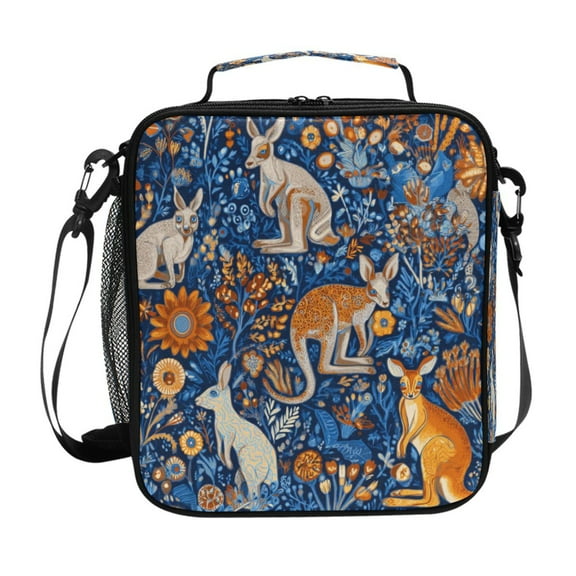 Insulated Square Lunch Bag 10.5" Leakproof Food Container Reusable Insulated Cooler Lunch Box for Work Picnic Kangaroos and Koalas Animals