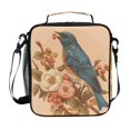 thumbnail image 1 of Insulated Square Lunch Bag with Side Mesh Pocket Fashion Lunch Box Reusable Lunch Tote 10.5" x9.5" x3.5" Bluebird on Elegant Branch, 1 of 6