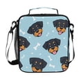 thumbnail image 1 of Insulated Square Lunch Bag with Side Mesh Pocket Fashion Lunch Box Reusable Lunch Tote 10.5" x9.5" x3.5" Cartoon Dog Faces and Bones, 1 of 6