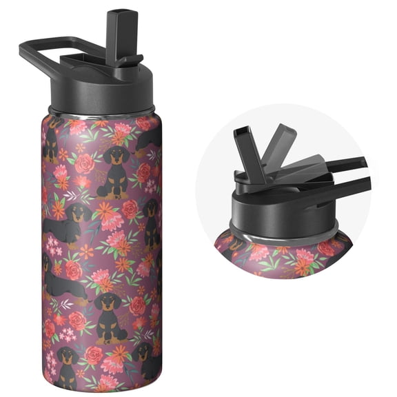 Insulated Stainless Steel 18oz Sports Dog Water Bottle with Handle Lids - Wide Mouth Jug, Double Wall Leakproof, 24Hrs Cold 12Hrs Hot, Gym Flask, Ideal for Dog Fans