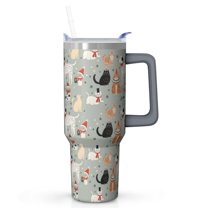 Insulated Stainless Steel Christmas Mug, Holiday Coffee Tumbler with Handle Gift