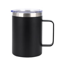 Insulated Stainless Steel Coffee Mug with Lid | Double Wall Thermal Travel Tumbler for Hot & Cold Drinks | Outdoor Commuter Cup with Comfortable Handle
