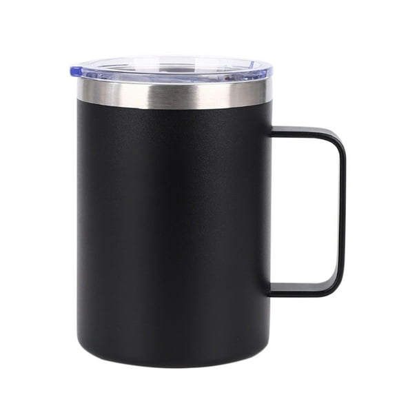 Insulated Stainless Steel Coffee Mug with Lid | Double Wall Thermal Travel Tumbler for Hot & Cold Drinks | Outdoor Commuter Cup with Comfortable Handle