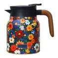 thumbnail image 1 of Insulated Stainless Steel Floral Pattern Tea Pot with Built-In Infuser 35 Oz Capacity Excellent Hot/Cold Retention for Kitchen and Travel, 1 of 4