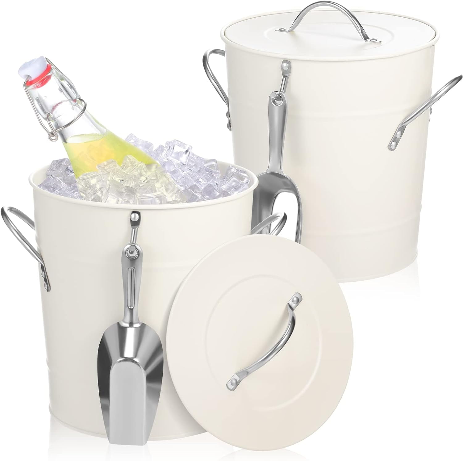 Insulated Stainless Steel Ice Bucket with Lid and Scoop, 4QT Capacity for Drinks Champagne Cocktails, Portable Container for Party Bar Home Camping BBQ Picnic