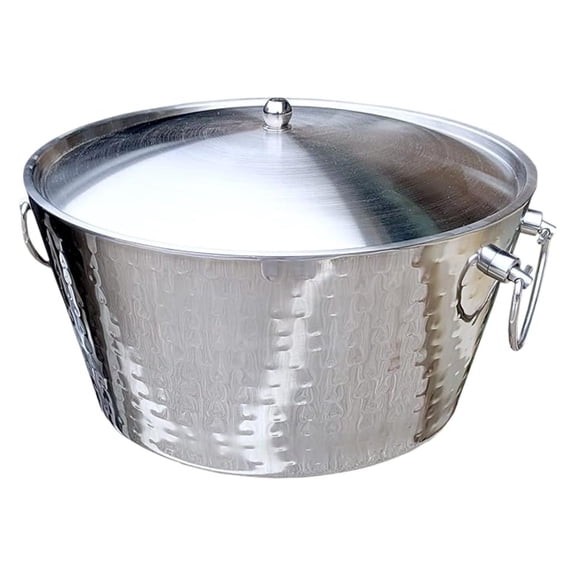 Insulated Stainless Steel Large Ice Bucket with Lid for Parties, Anchored Metal Ice & Beverage , Champagne Bucket for Extended Chill - 12-Quarts
