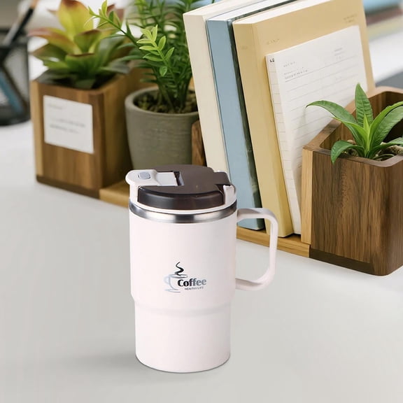 Insulated Stainless Steel Mug with Handle - Double-wall Thermal, Leak-proof Lid, Multi-purpose Beverage Cup, Home Office Travel Essential, topliu