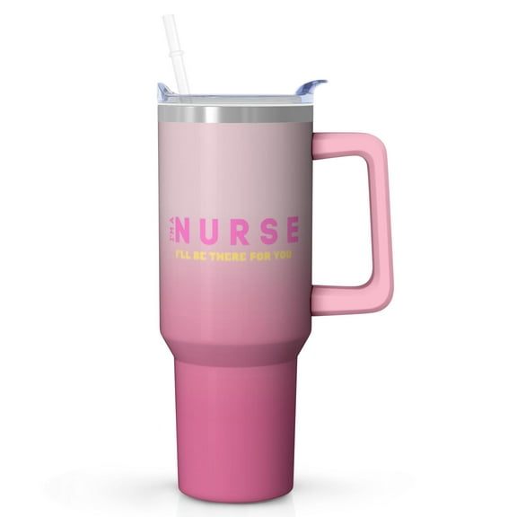 Insulated Stainless Steel Nurse Tumbler 40oz with Handle, Leak Proof Travel Coffee Mug, Nurse Appreciation Gifts for Women, Coworker Graduation Gift Idea