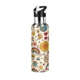 thumbnail image 1 of Insulated Stainless Steel Sports Water Bottle With Straw and Handle,Minimalist Art Style Ideal for Outdoor Use 600 ml Retro Hippie Logo, 1 of 7