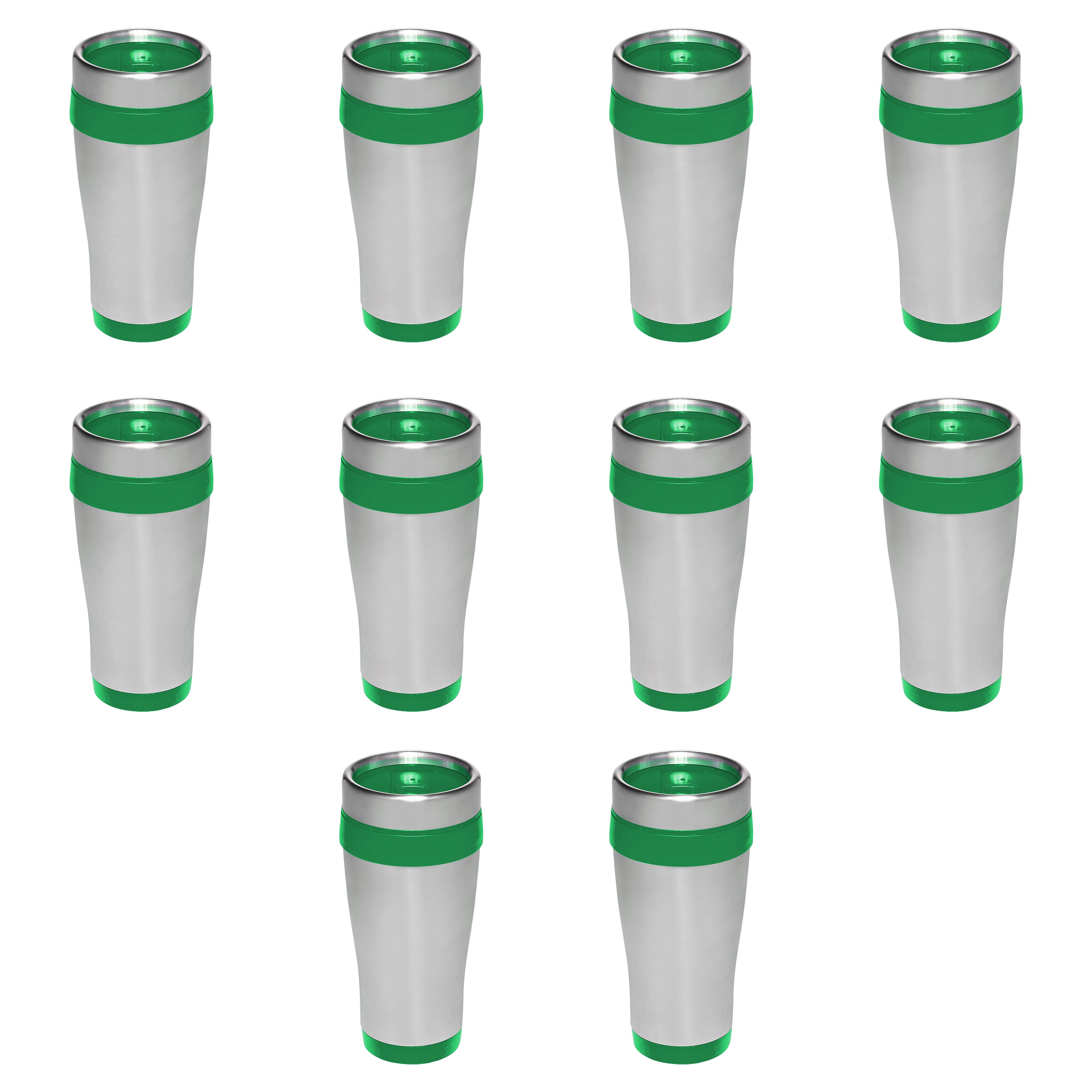 Insulated Stainless Steel Travel Mugs 16 oz. Set of 10, Bulk Pack - Perfect  for Coffee, Soda, Other Hot & Cold Beverages - Green - Walmart.com