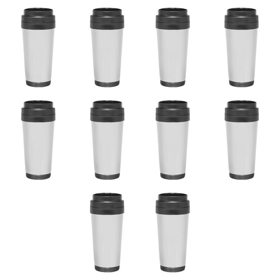 Insulated Stainless Steel Travel Mugs 16 oz. Set of 10, Bulk Pack - Perfect for Iced Coffee, Soda, Other Hot & Cold Beverages - Stainless Steel