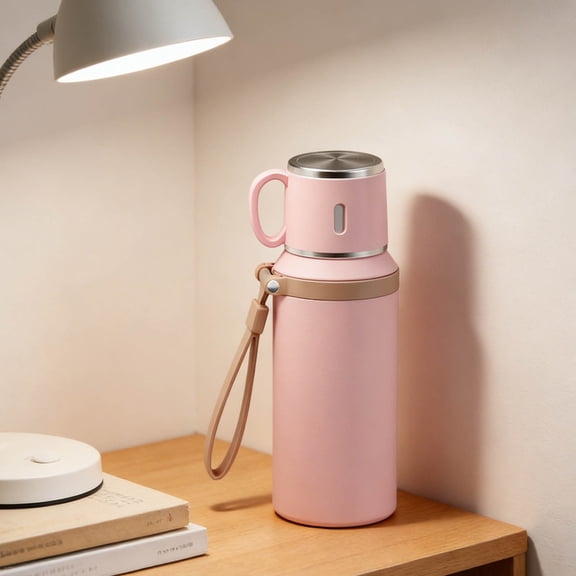 Insulated Stainless Steel Vacuum Bottle wirh Lid Portable Flask for Hot Cold Beverages Travel Outdoor Use