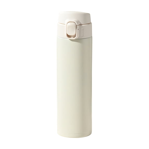 Insulated Stainless Steel Water Bottle 15.2 oz, Vacuum Travel Tumbler with Flip Lid and Handle for Coffee Tea Commute, Ivory White