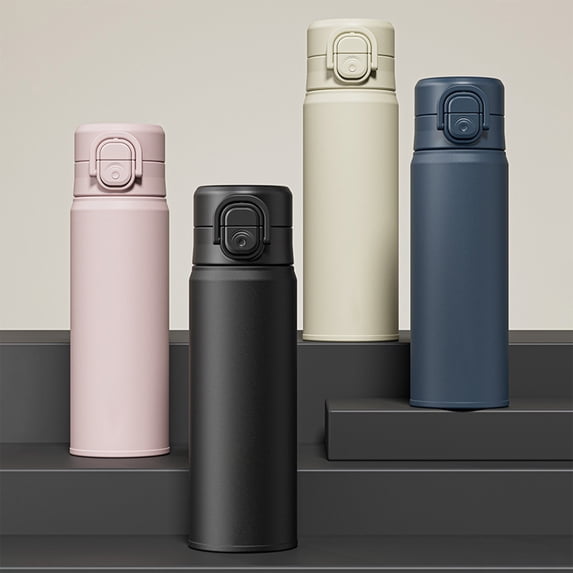 Insulated Stainless Steel Water Bottle 16.9 oz 316 with Double Drink Lid & Straw Leak-Proof for Home Office Sports Camping Travel Outdoor by MPOISVA