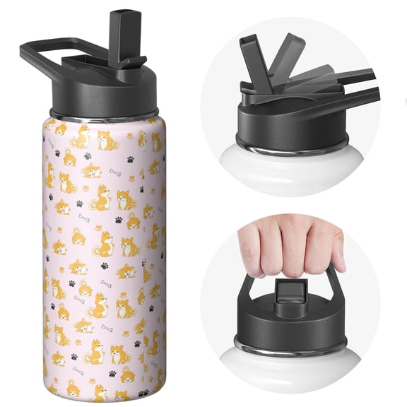 Insulated Stainless Steel Water Bottle with Cute Dog & Paw Print Design - BPA Free Double Walled 18/8 Food Grade Copper Layer for Sports & Outdoor Activities (Leakproof & Sweat-Free)