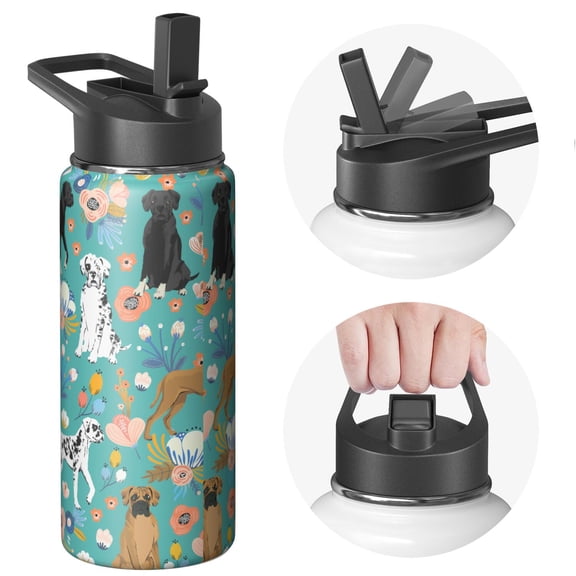 Insulated Stainless Steel Water Bottle with Cute Dog & Paw Print Design - BPA Free Double Walled 18/8 Food Grade Copper Layer for Sports & Outdoor Activities (Leakproof & Sweat-Free)