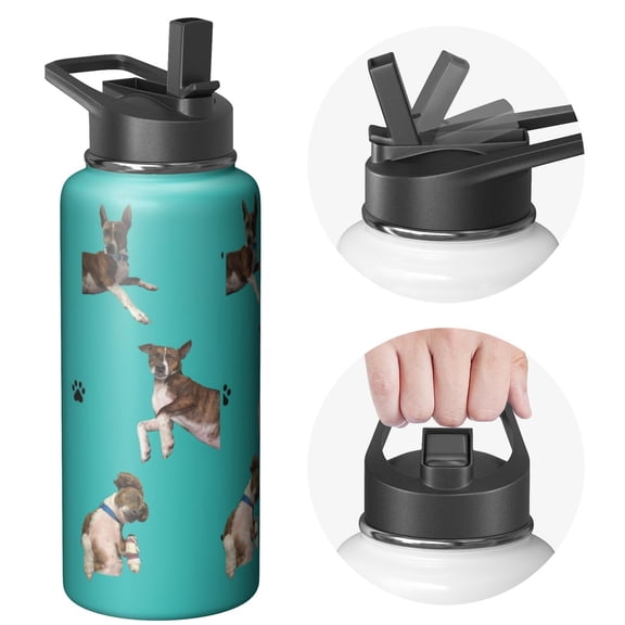 Insulated Stainless Steel Water Bottle with Cute Dog & Paw Print Design - BPA Free Double Walled 18/8 Food Grade Copper Layer for Sports & Outdoor Activities (Leakproof & Sweat-Free)