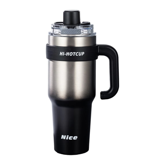 Insulated Stainless Steel Water Bottle | Leakproof Coffee Travel Mug with Handle and Straw | Insulated Coffee Tumbler for Travel Commuting and Daily Use | Gift for Adults |