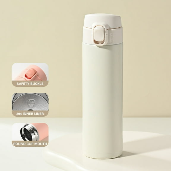 Insulated Stainless Steel Water Bottle,Portable And Fashionable Sports Water Bottle for Sports, Travel, and School,450ml White